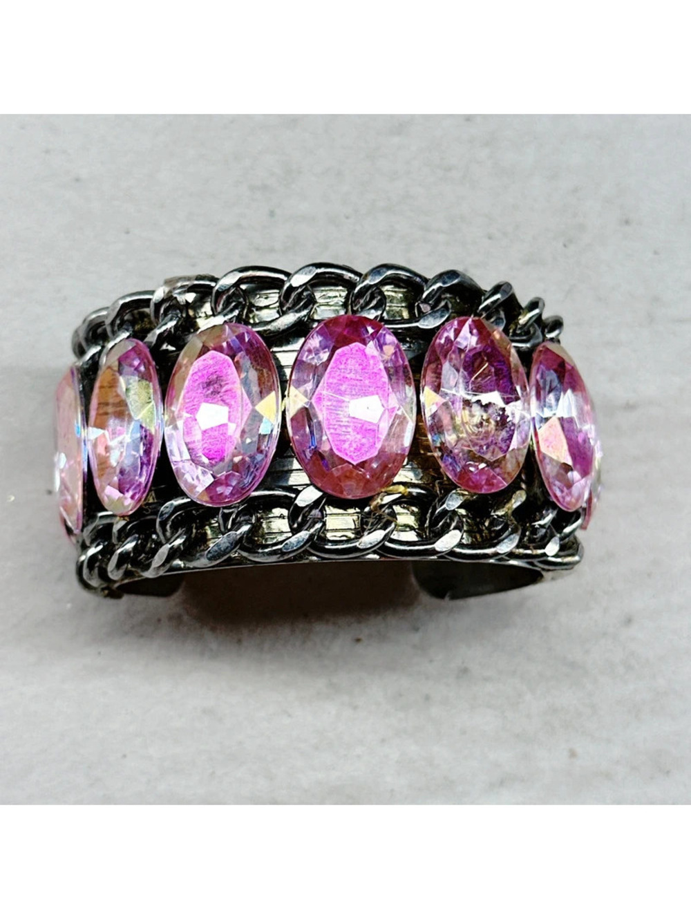 73a. Bling Statement Bracelet Pink Cuff